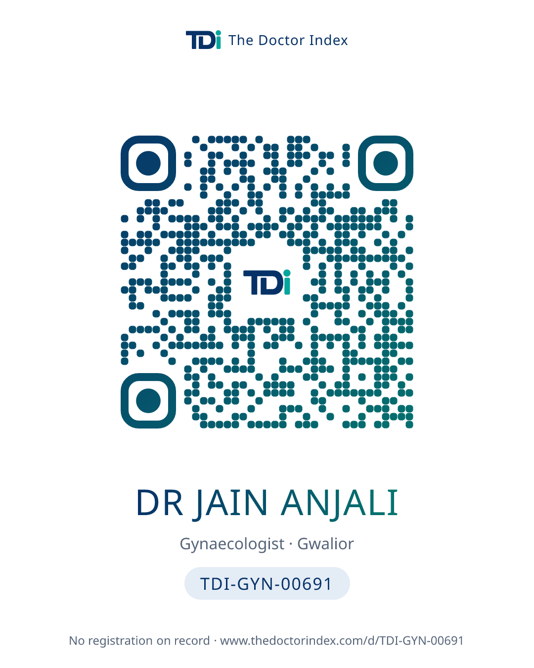 QR card for Dr Jain Anjali, TDI-GYN-00691