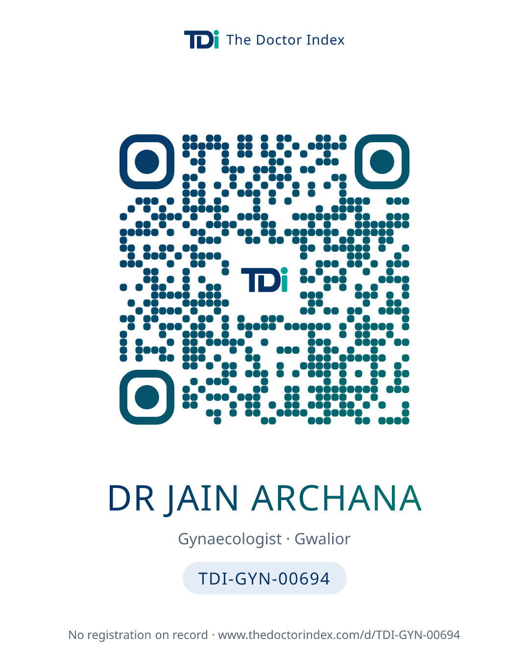 QR card for Dr Jain Archana, TDI-GYN-00694