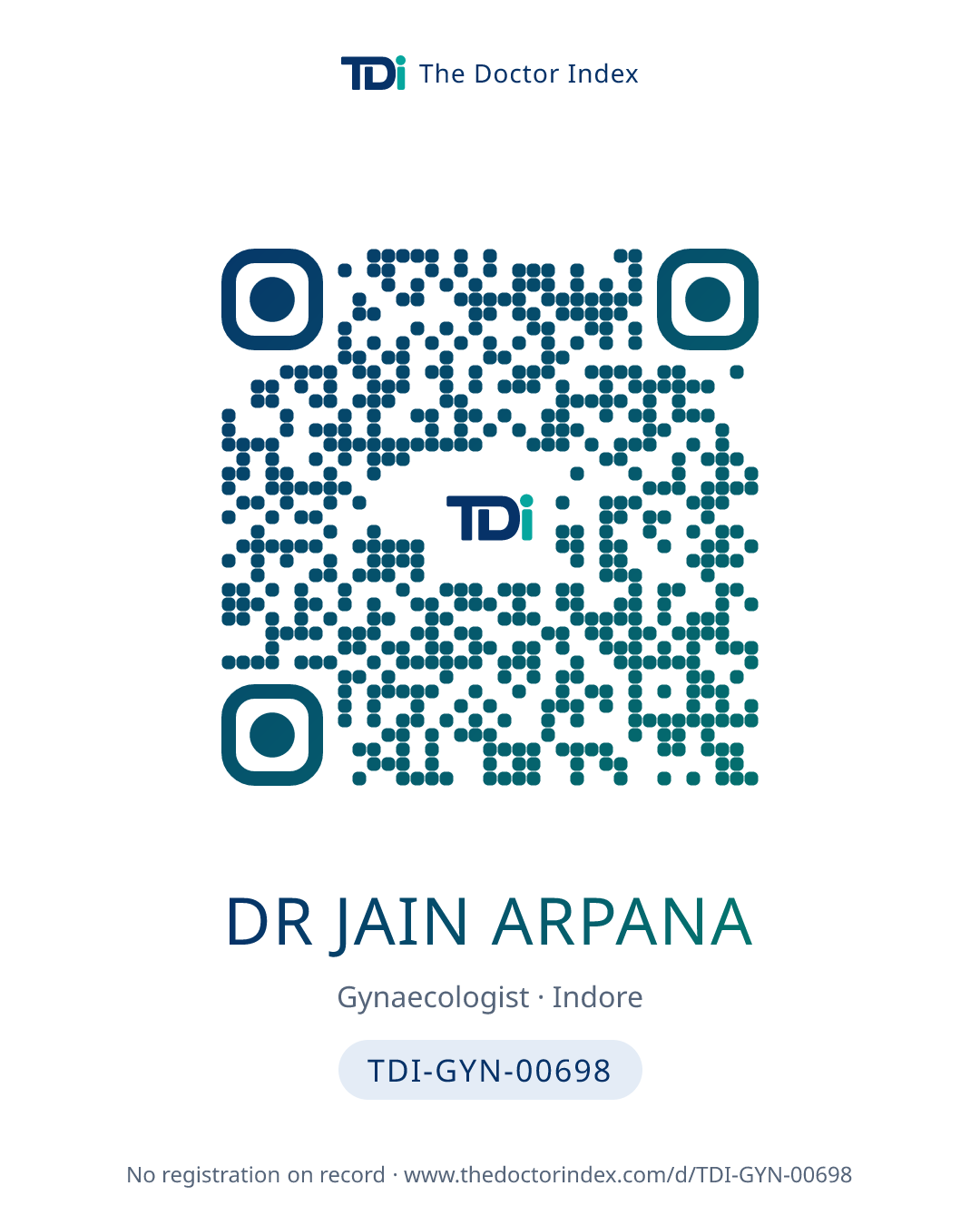 QR card for Dr Jain Arpana, TDI-GYN-00698