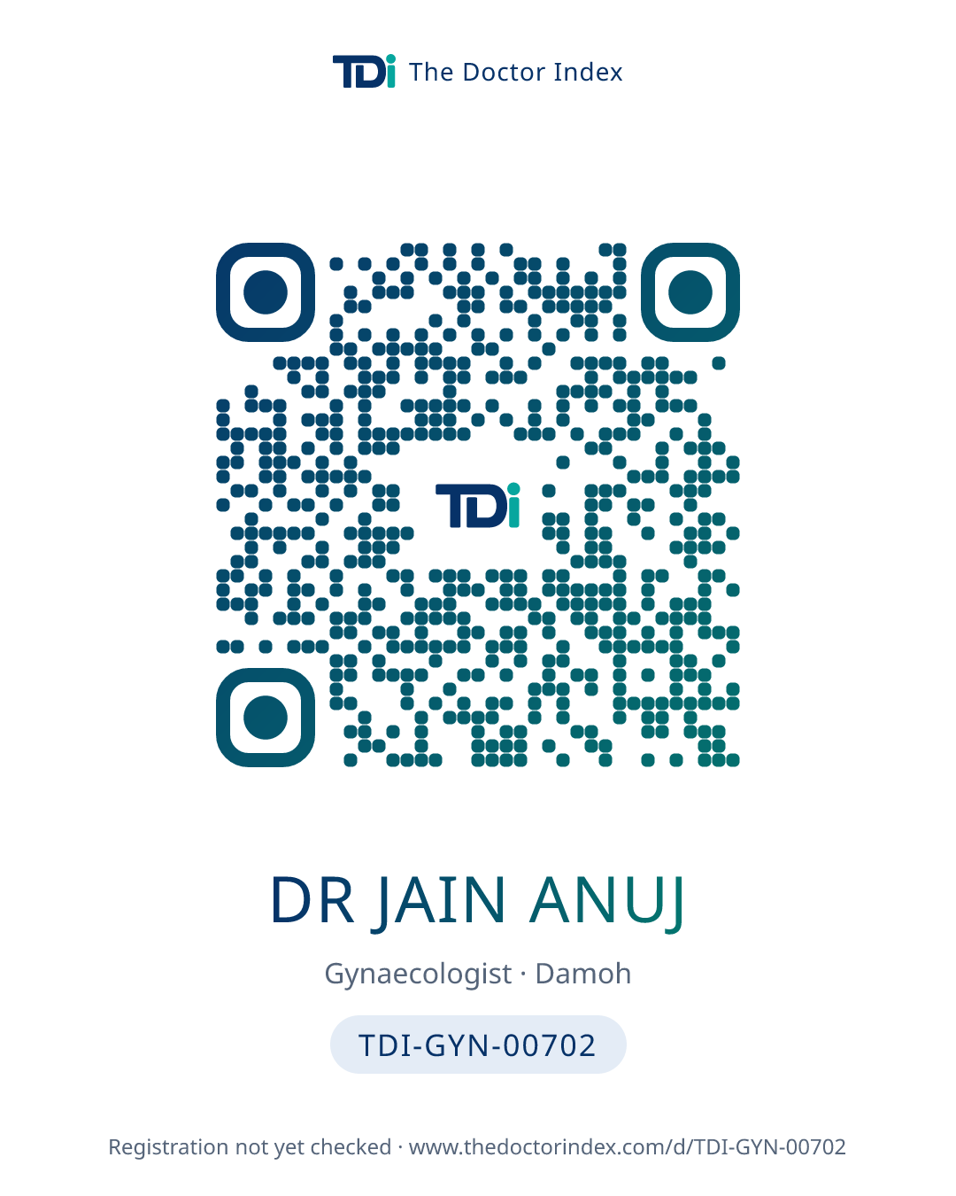 QR card for Dr Jain Anuj, TDI-GYN-00702