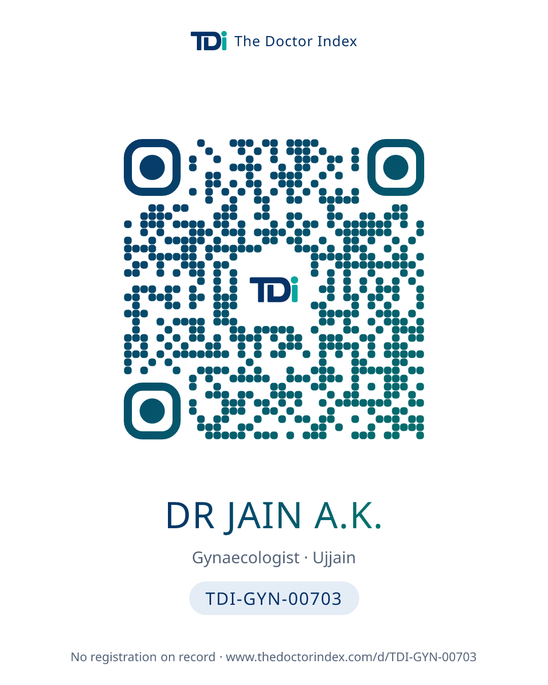 QR card for Dr Jain A.K., TDI-GYN-00703