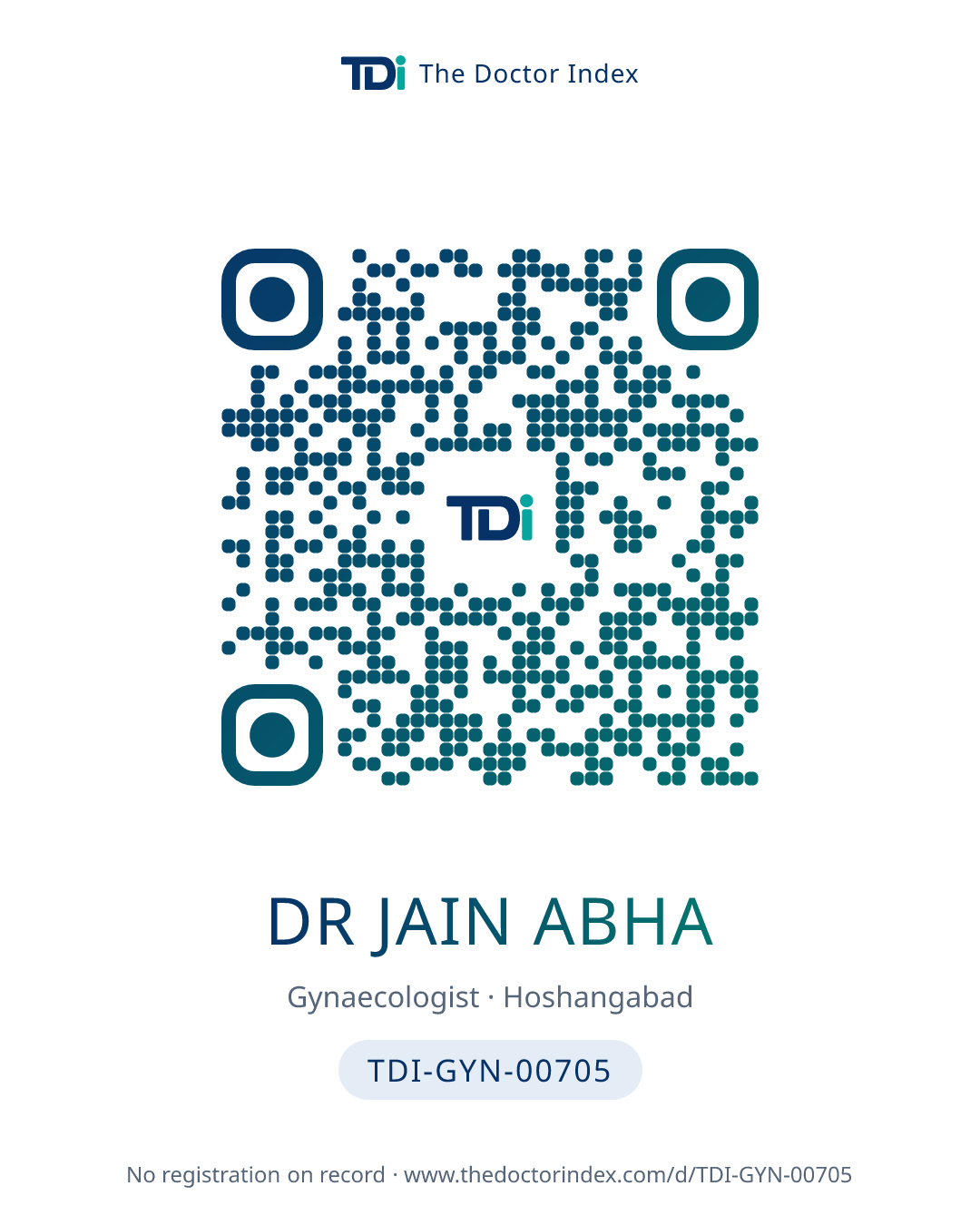 QR card for Dr Jain Abha, TDI-GYN-00705