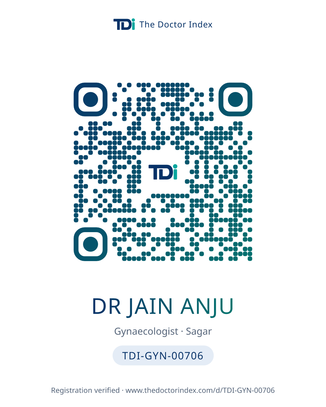 QR card for Dr Jain Anju, TDI-GYN-00706