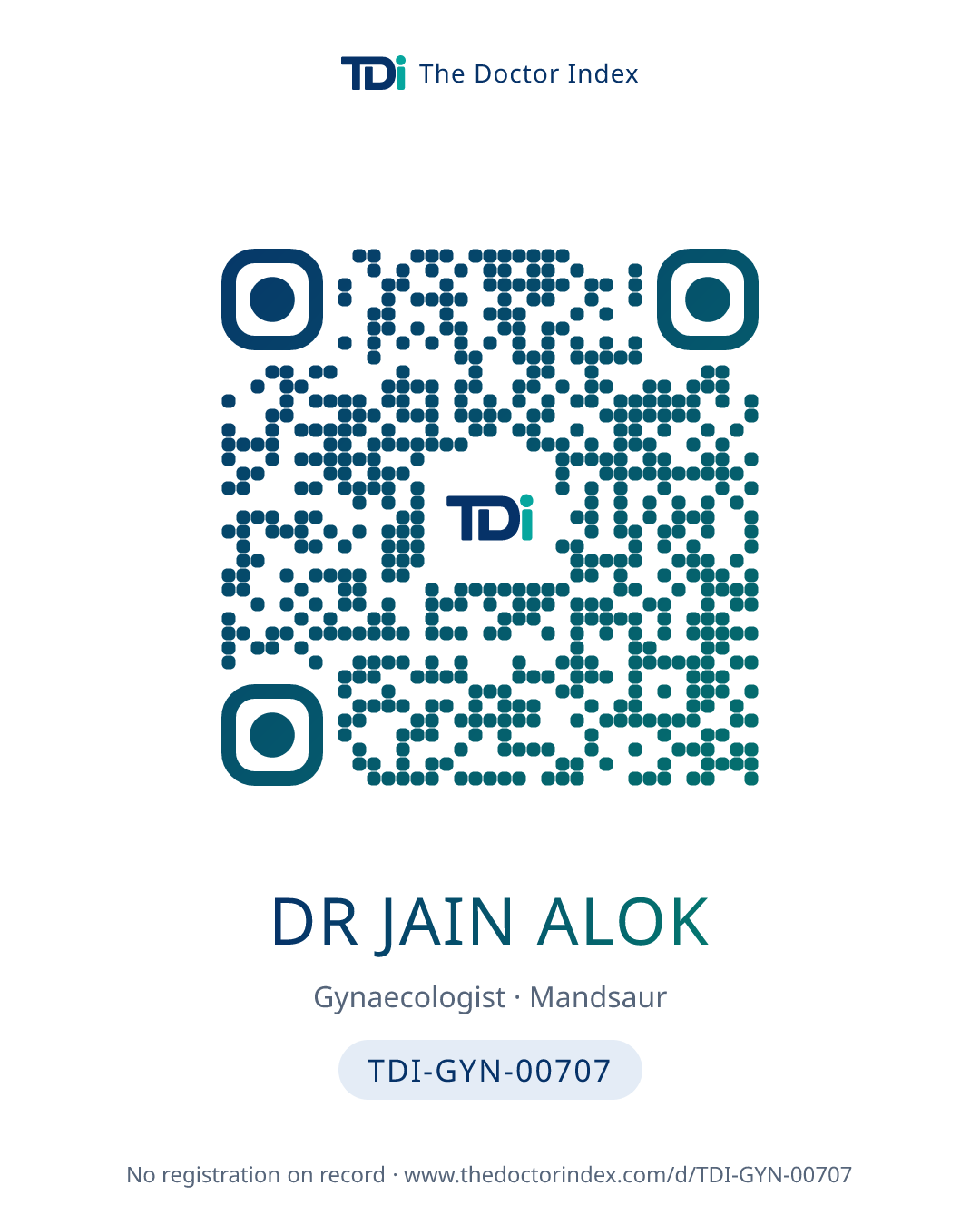 QR card for Dr Jain Alok, TDI-GYN-00707