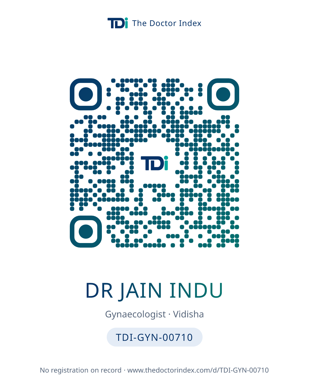 QR card for Dr Jain Indu, TDI-GYN-00710