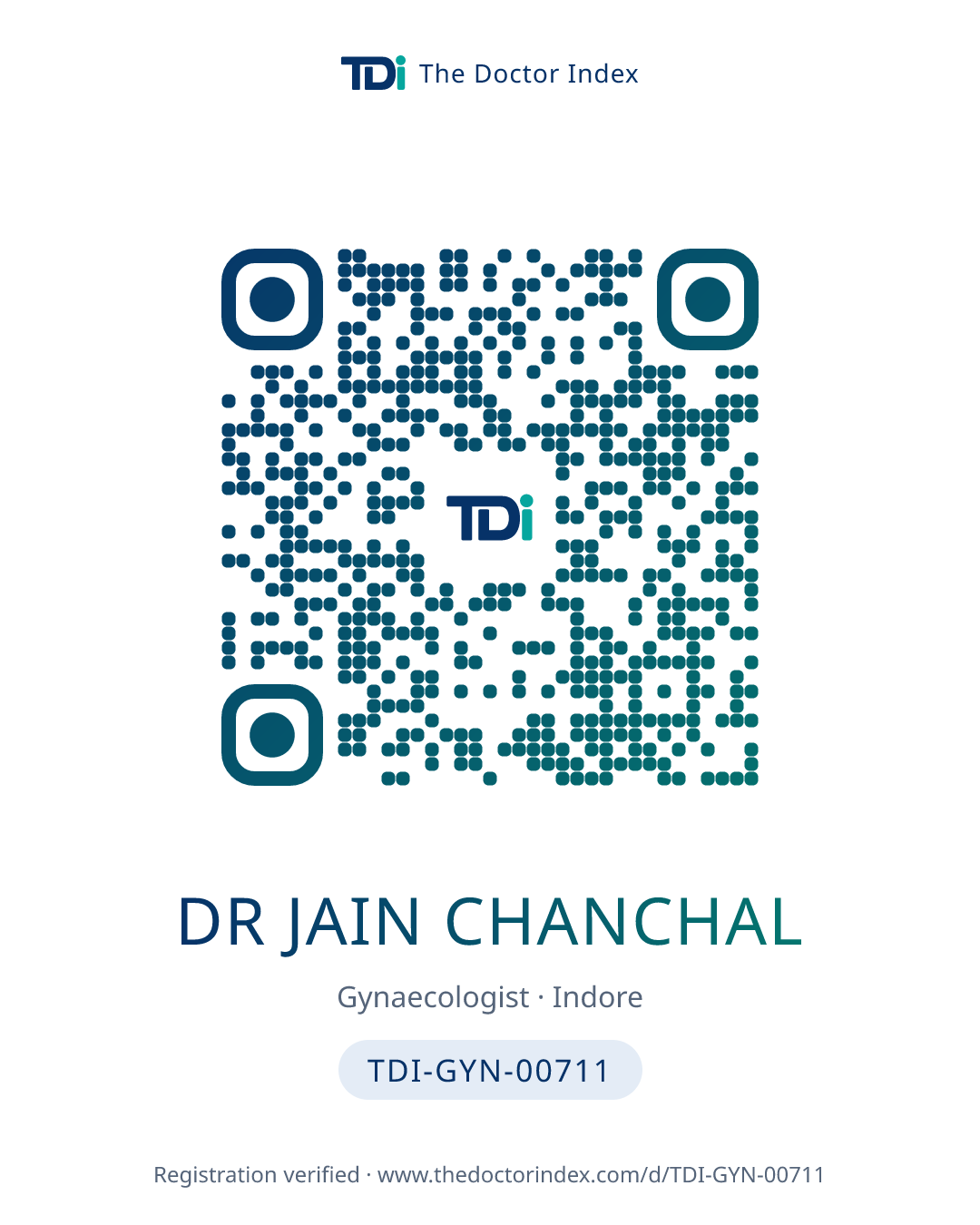 QR card for Dr Jain Chanchal, TDI-GYN-00711