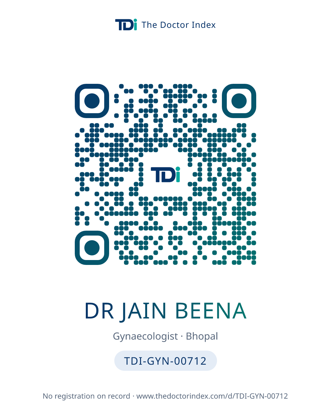 QR card for Dr Jain Beena, TDI-GYN-00712
