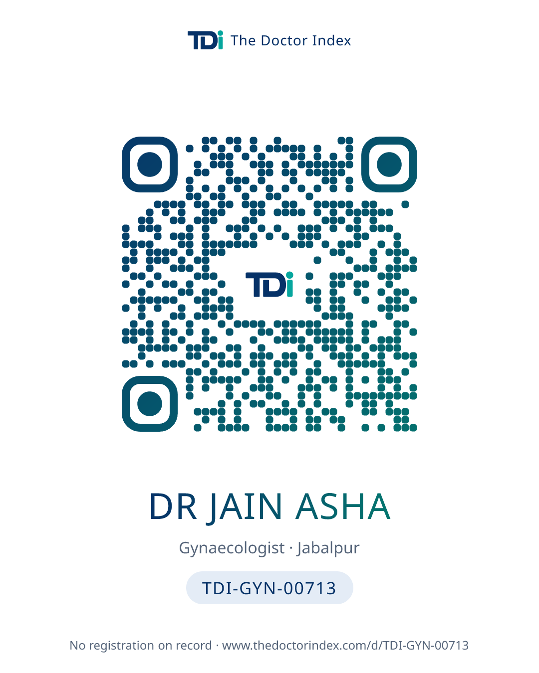 QR card for Dr Jain Asha, TDI-GYN-00713