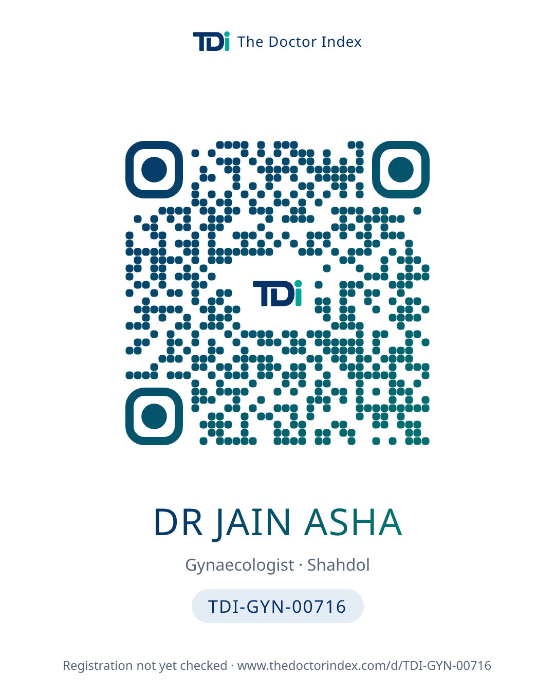 QR card for Dr Jain Asha, TDI-GYN-00716
