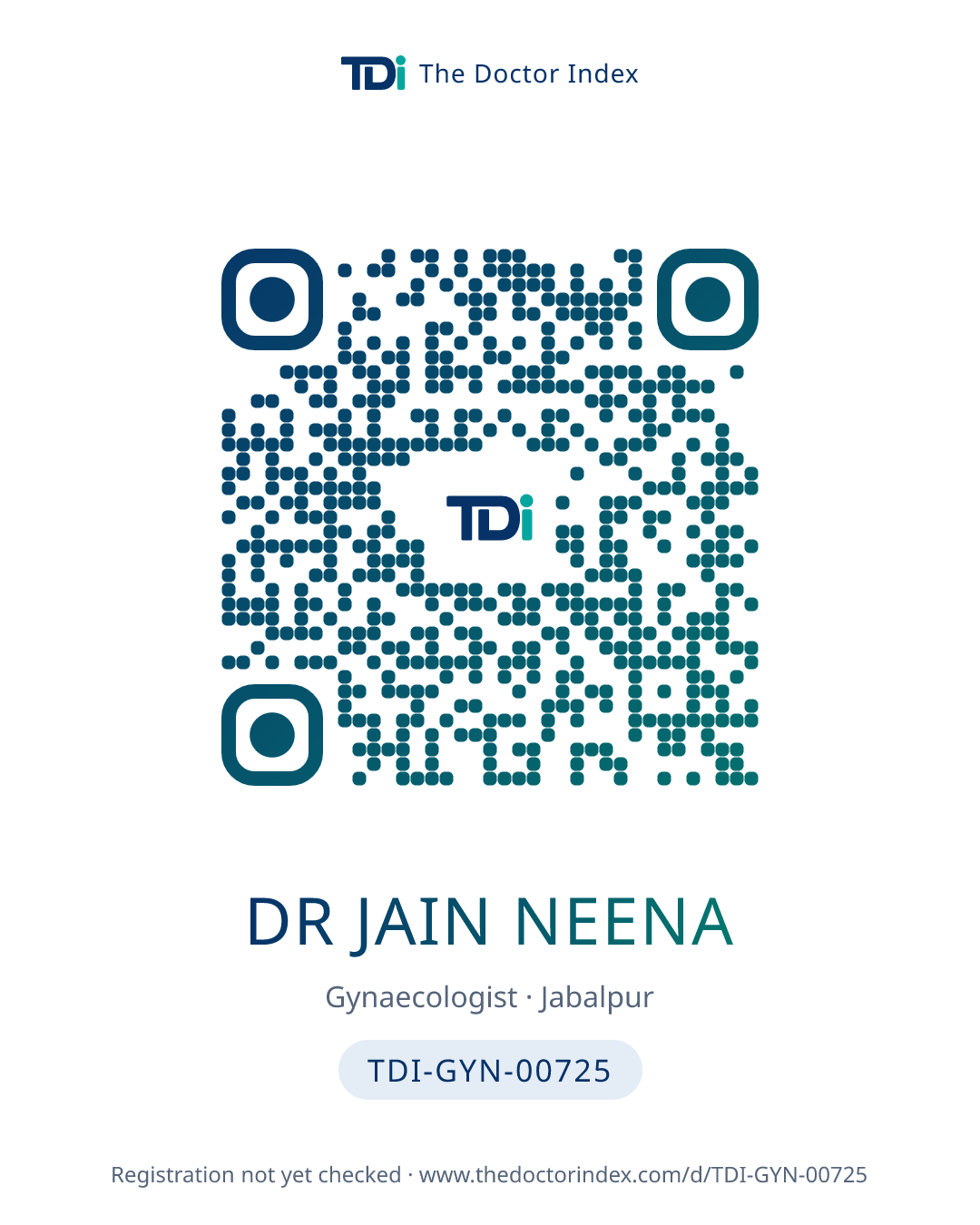 QR card for Dr Jain Neena, TDI-GYN-00725