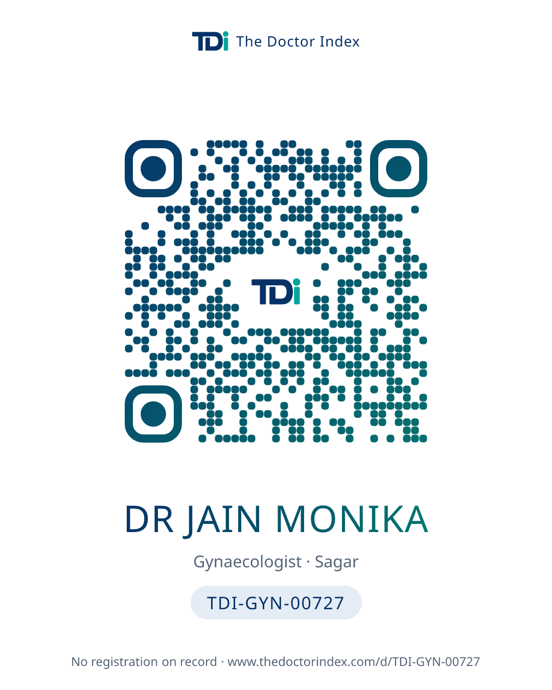 QR card for Dr Jain Monika, TDI-GYN-00727