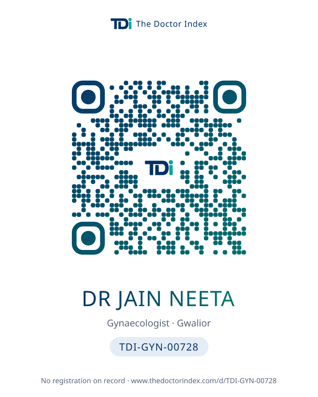 QR card for Dr Jain Neeta, TDI-GYN-00728