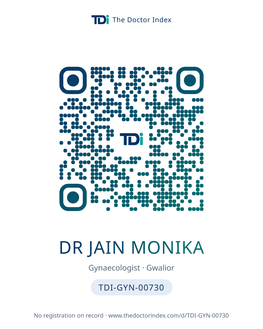 QR card for Dr Jain Monika, TDI-GYN-00730