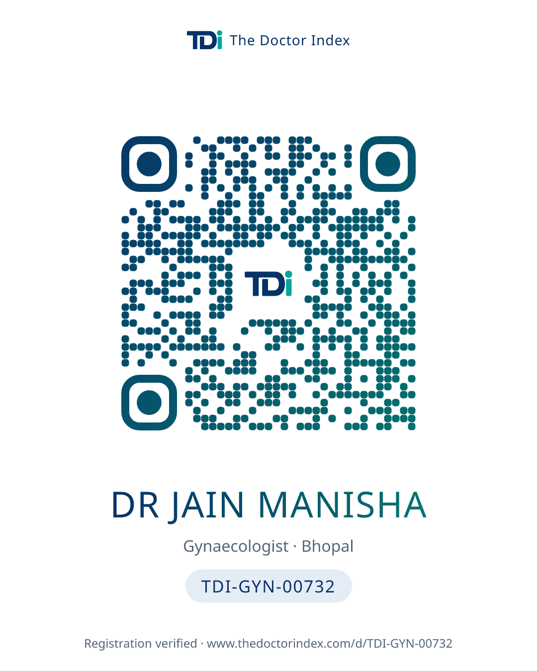 QR card for Dr Jain Manisha, TDI-GYN-00732