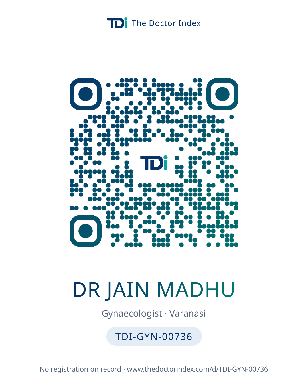 QR card for Dr Jain Madhu, TDI-GYN-00736