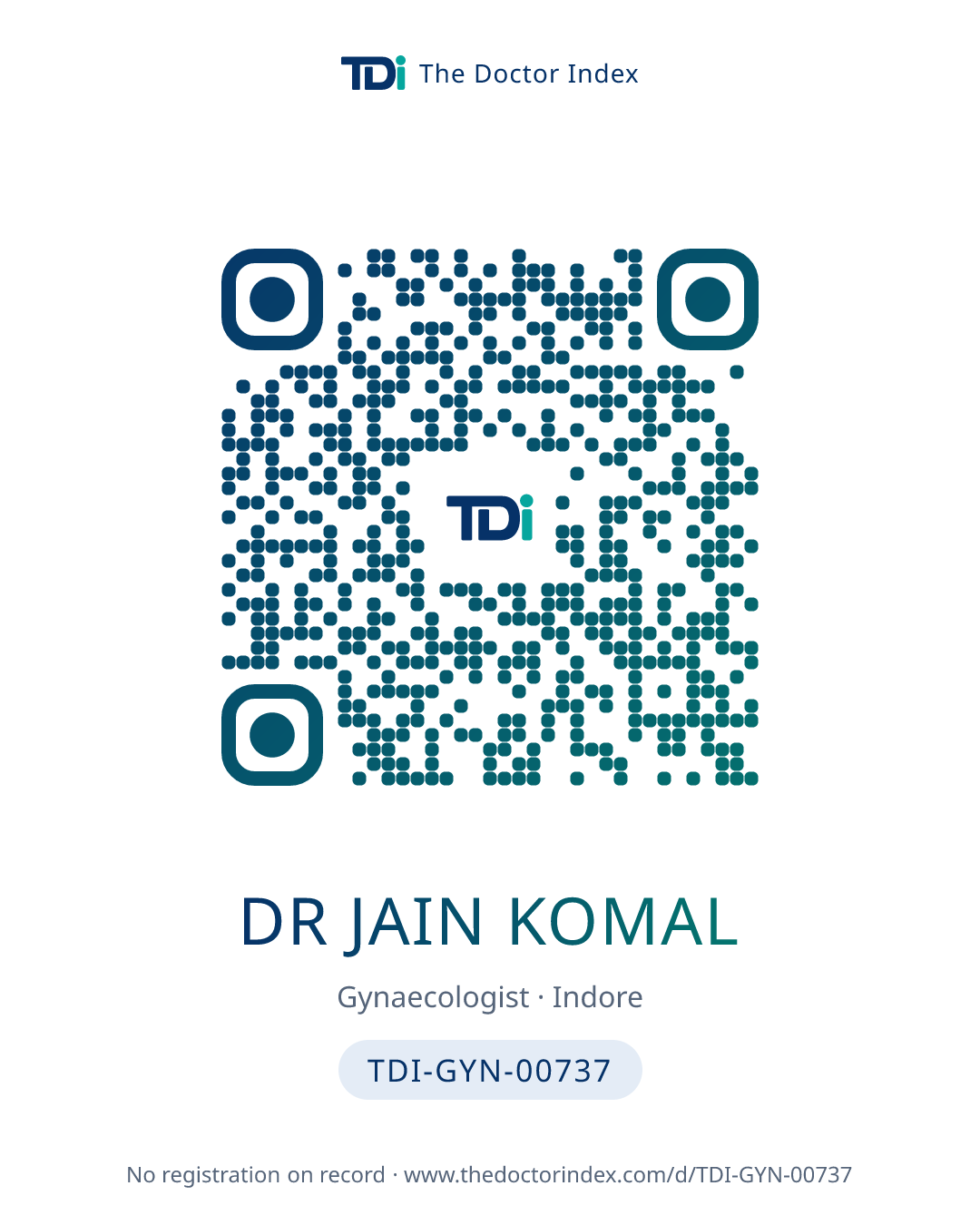 QR card for Dr Jain Komal, TDI-GYN-00737