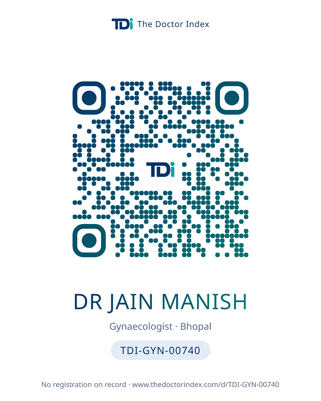 QR card for Dr Jain Manish, TDI-GYN-00740