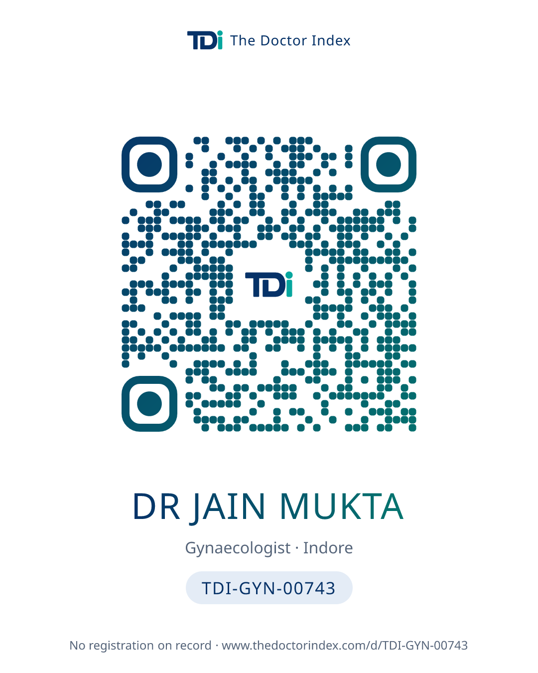 QR card for Dr Jain Mukta, TDI-GYN-00743