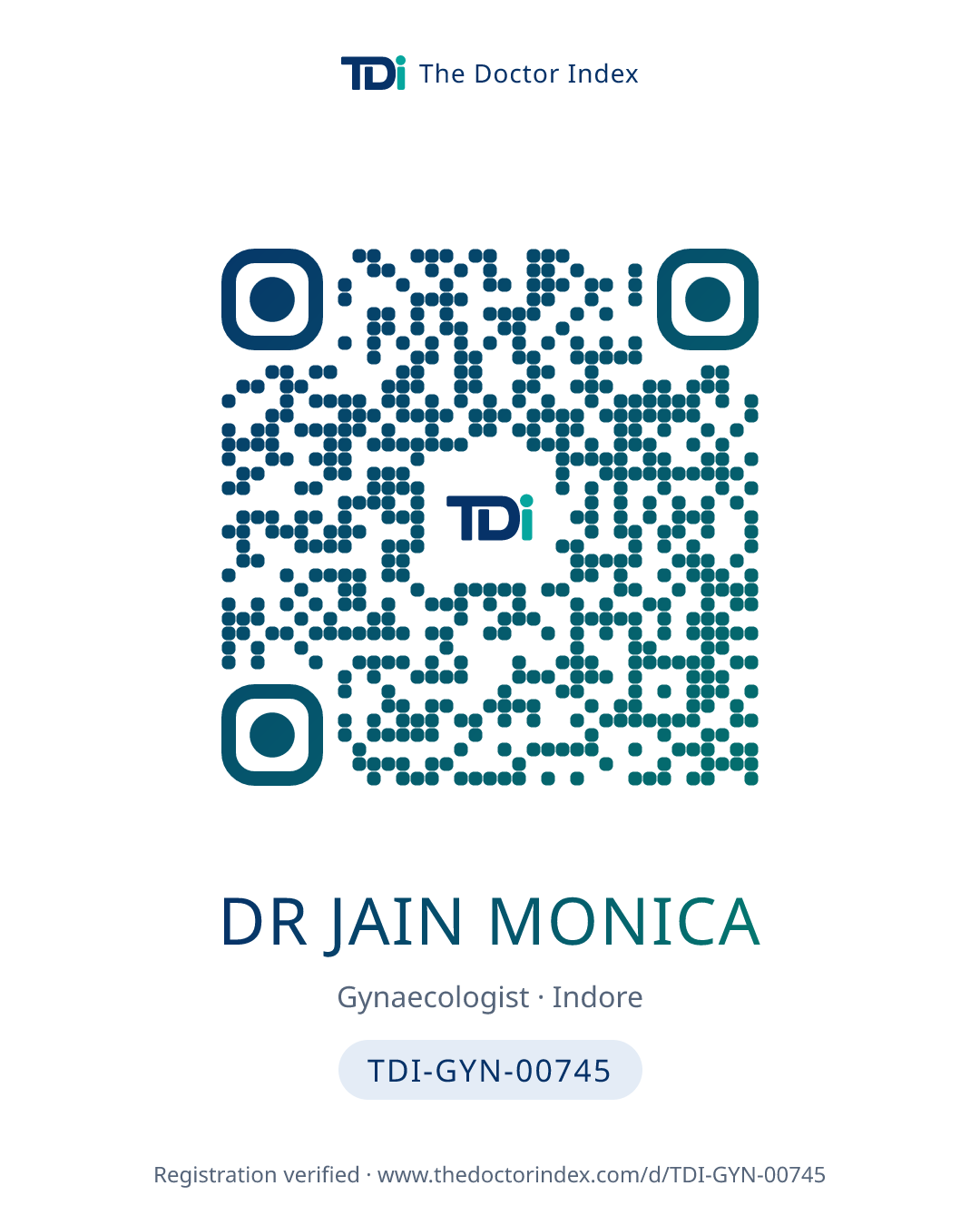 QR card for Dr Jain Monica, TDI-GYN-00745