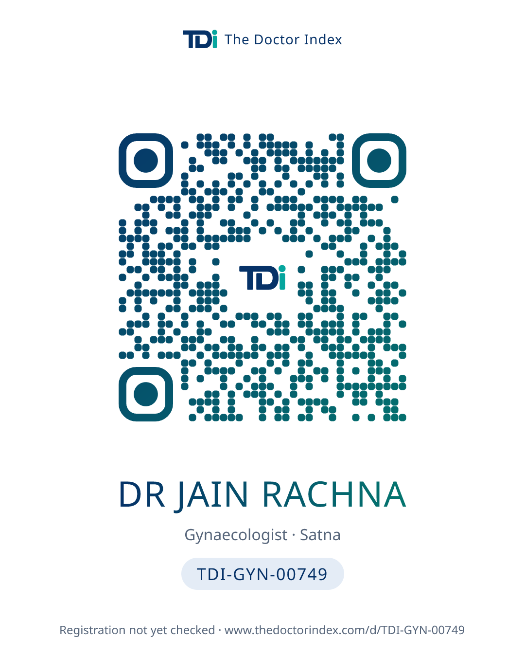 QR card for Dr Jain Rachna, TDI-GYN-00749