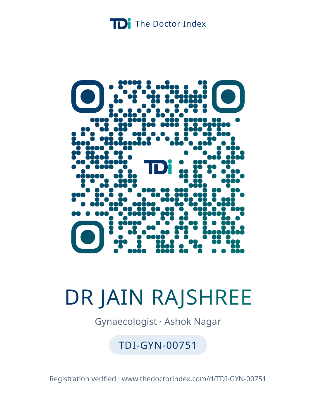 QR card for Dr Jain Rajshree, TDI-GYN-00751