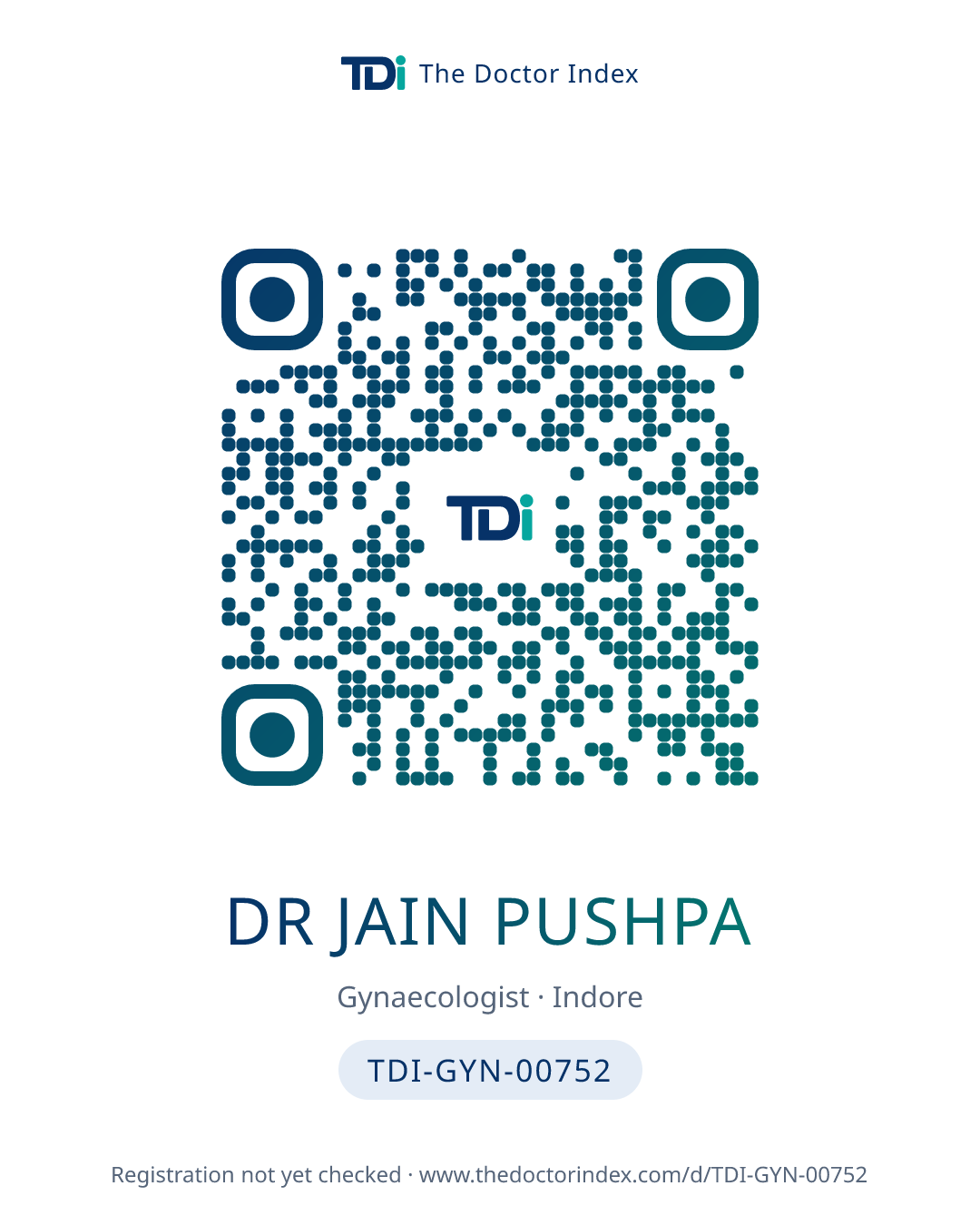 QR card for Dr Jain Pushpa, TDI-GYN-00752