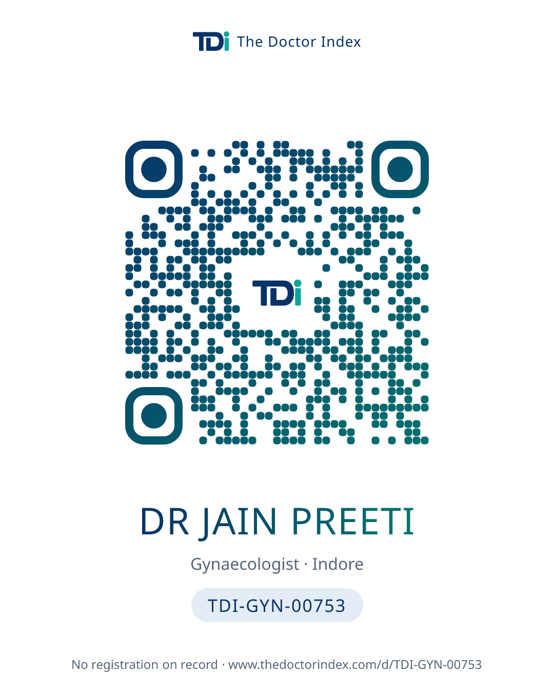QR card for Dr Jain Preeti, TDI-GYN-00753