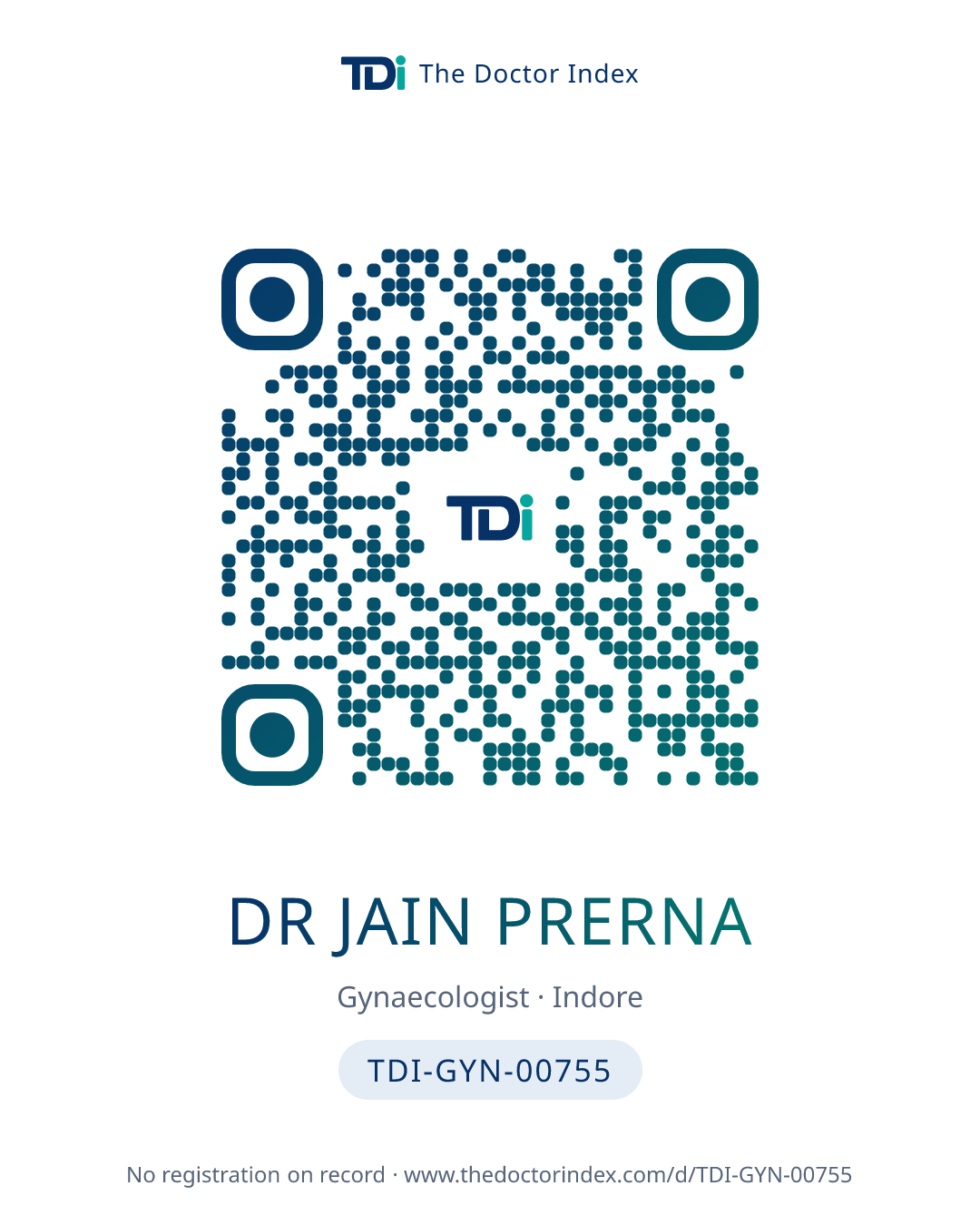 QR card for Dr Jain Prerna, TDI-GYN-00755