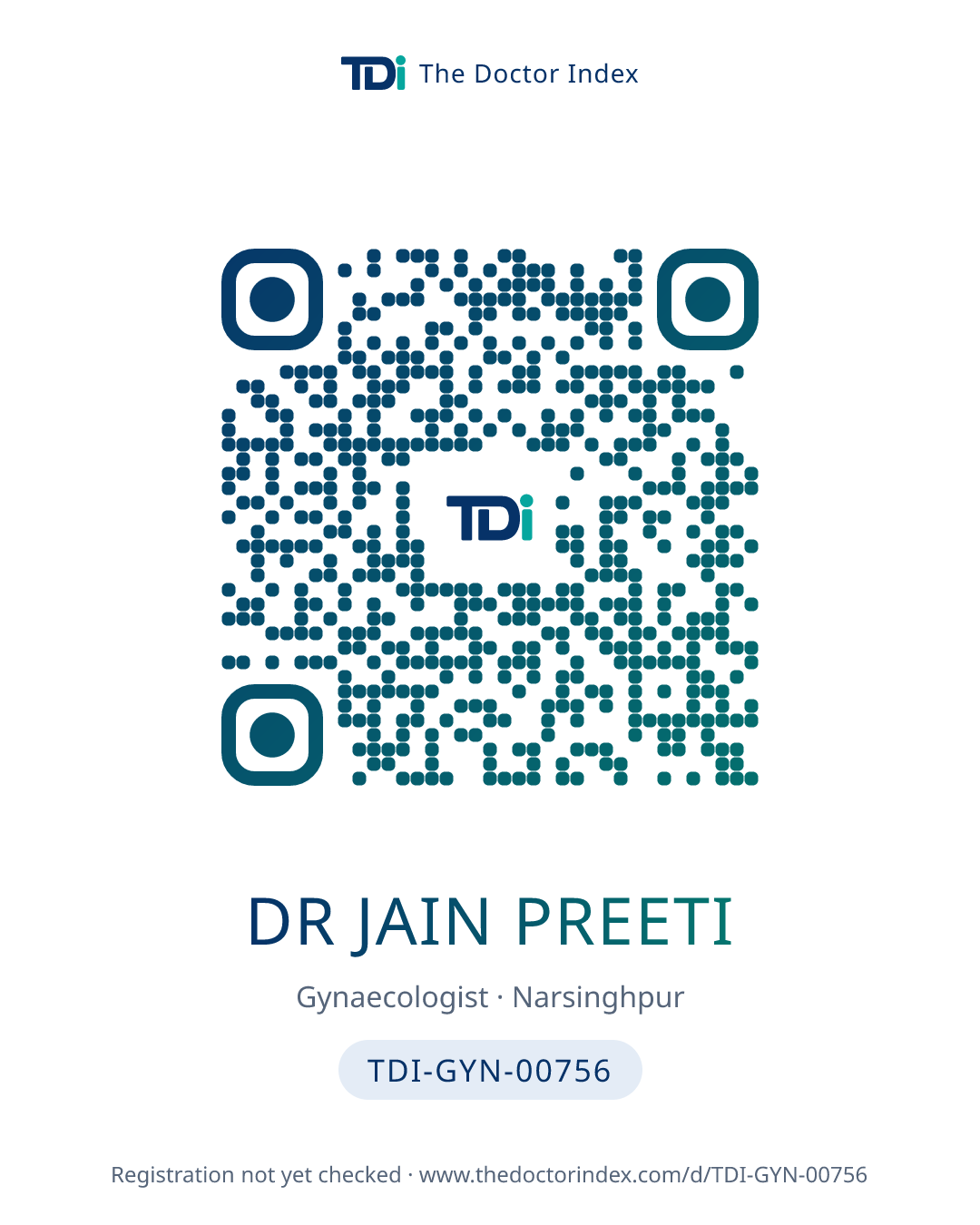 QR card for Dr Jain Preeti, TDI-GYN-00756