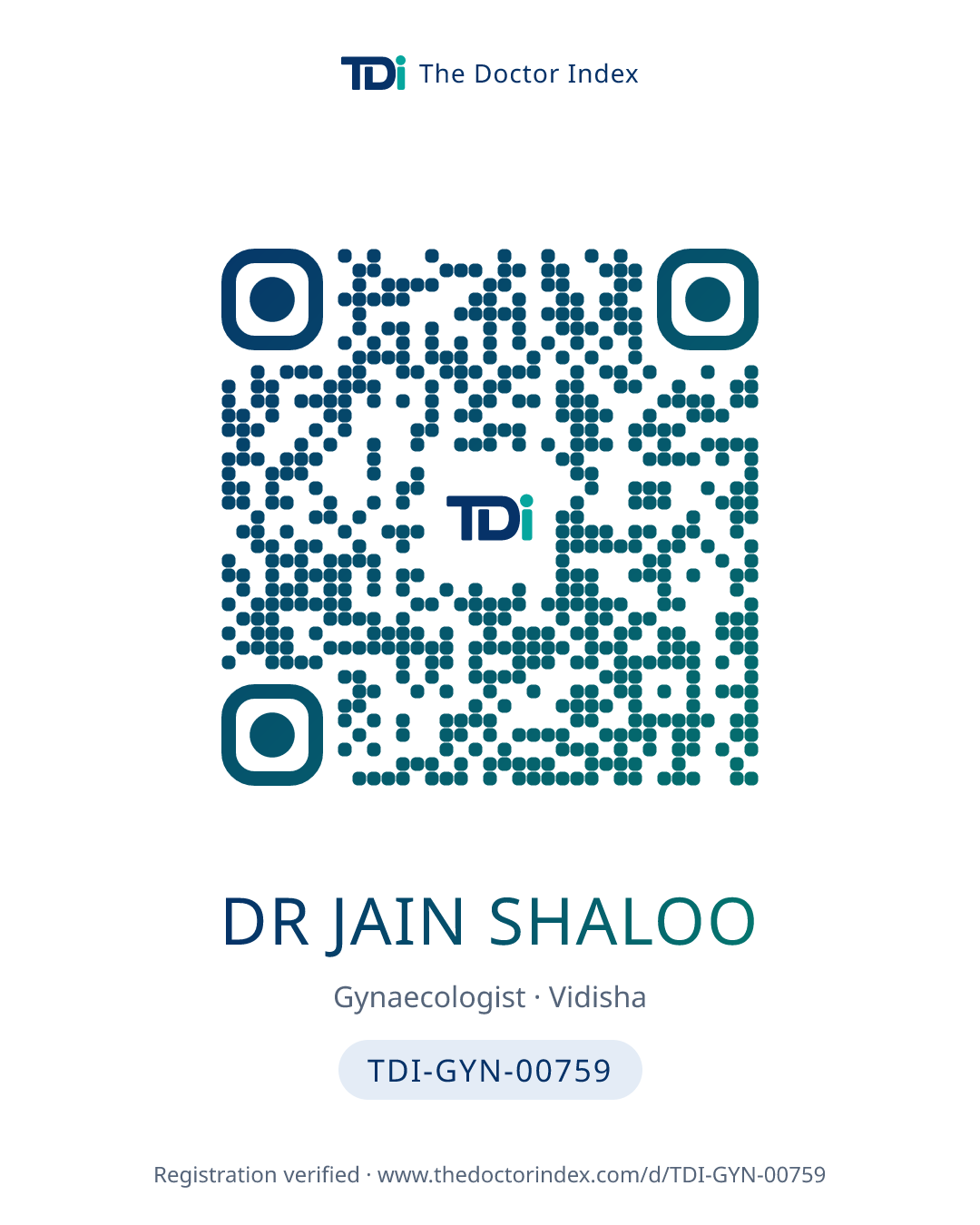 QR card for Dr Jain Shaloo, TDI-GYN-00759