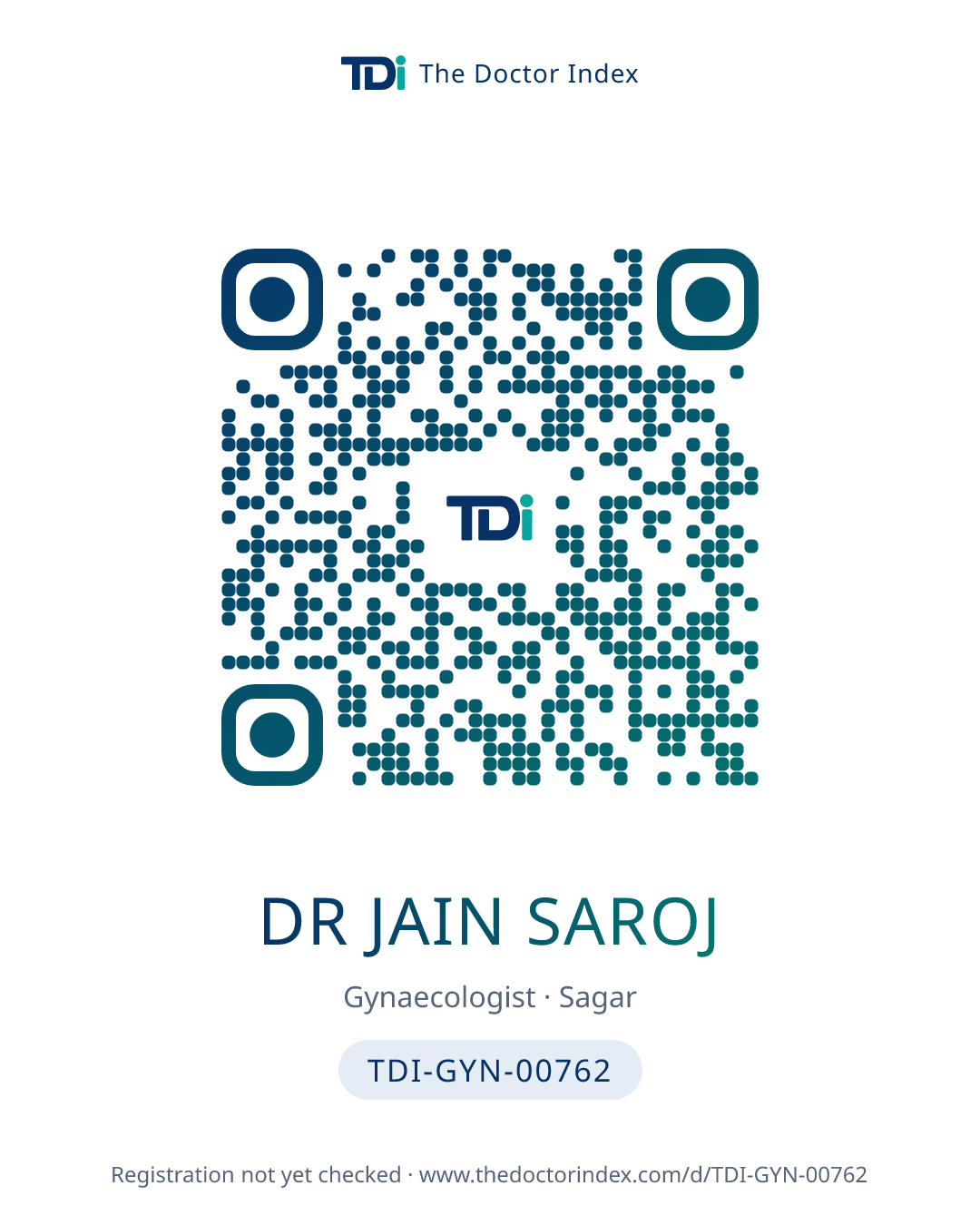 QR card for Dr Jain Saroj, TDI-GYN-00762
