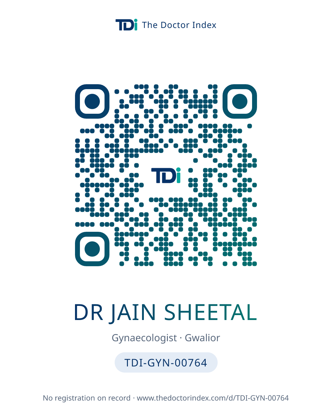 QR card for Dr Jain Sheetal, TDI-GYN-00764
