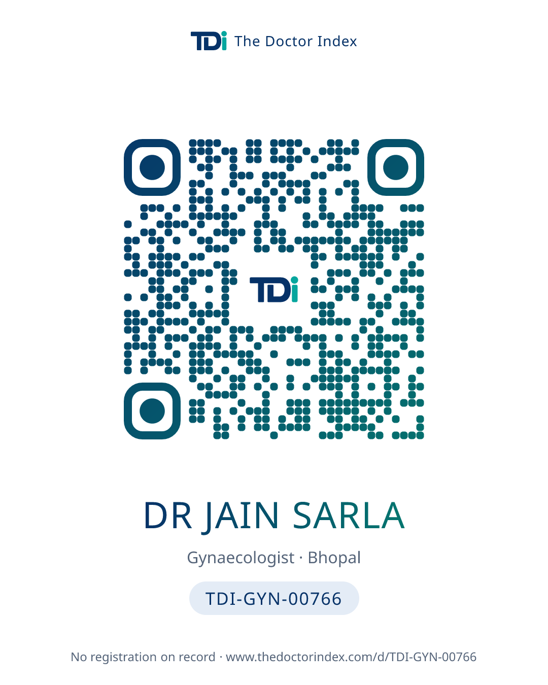 QR card for Dr Jain Sarla, TDI-GYN-00766