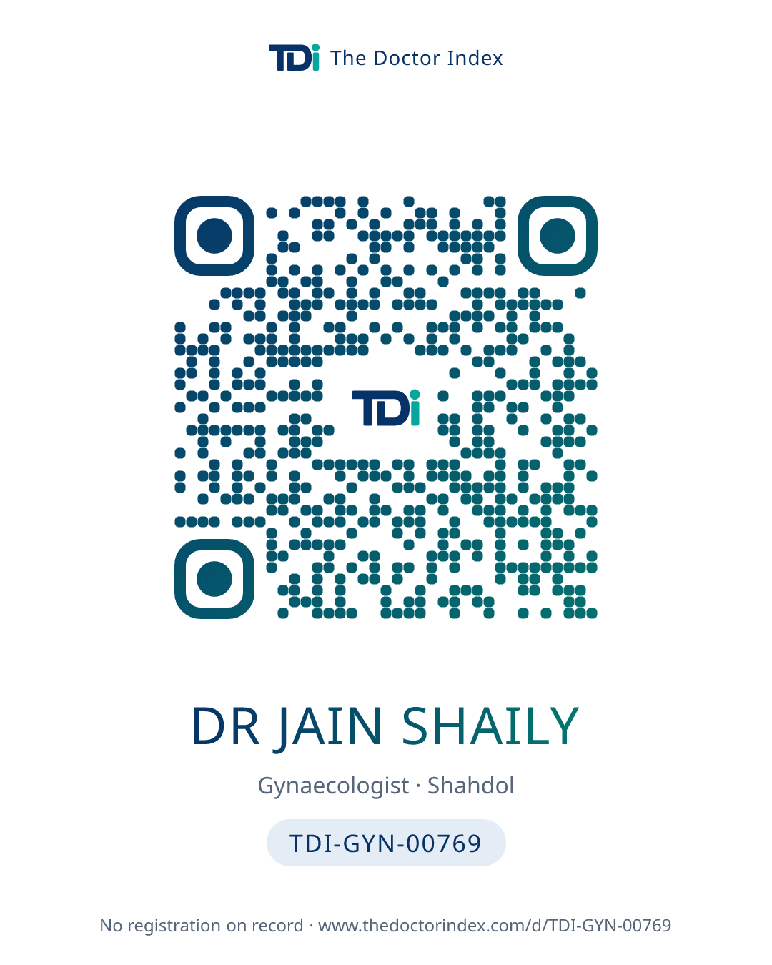 QR card for Dr Jain Shaily, TDI-GYN-00769