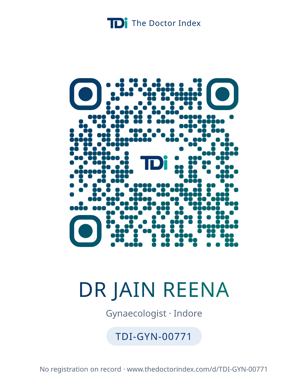 QR card for Dr Jain Reena, TDI-GYN-00771