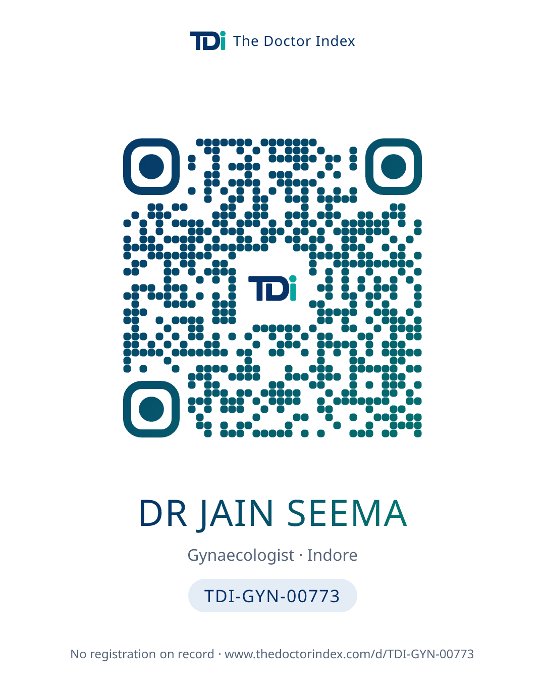 QR card for Dr Jain Seema, TDI-GYN-00773