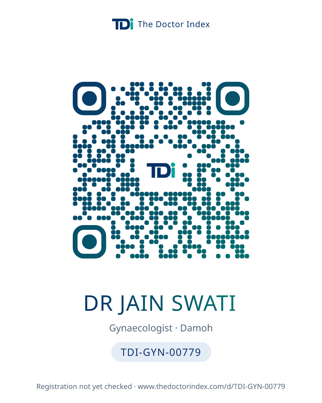 QR card for Dr Jain Swati, TDI-GYN-00779