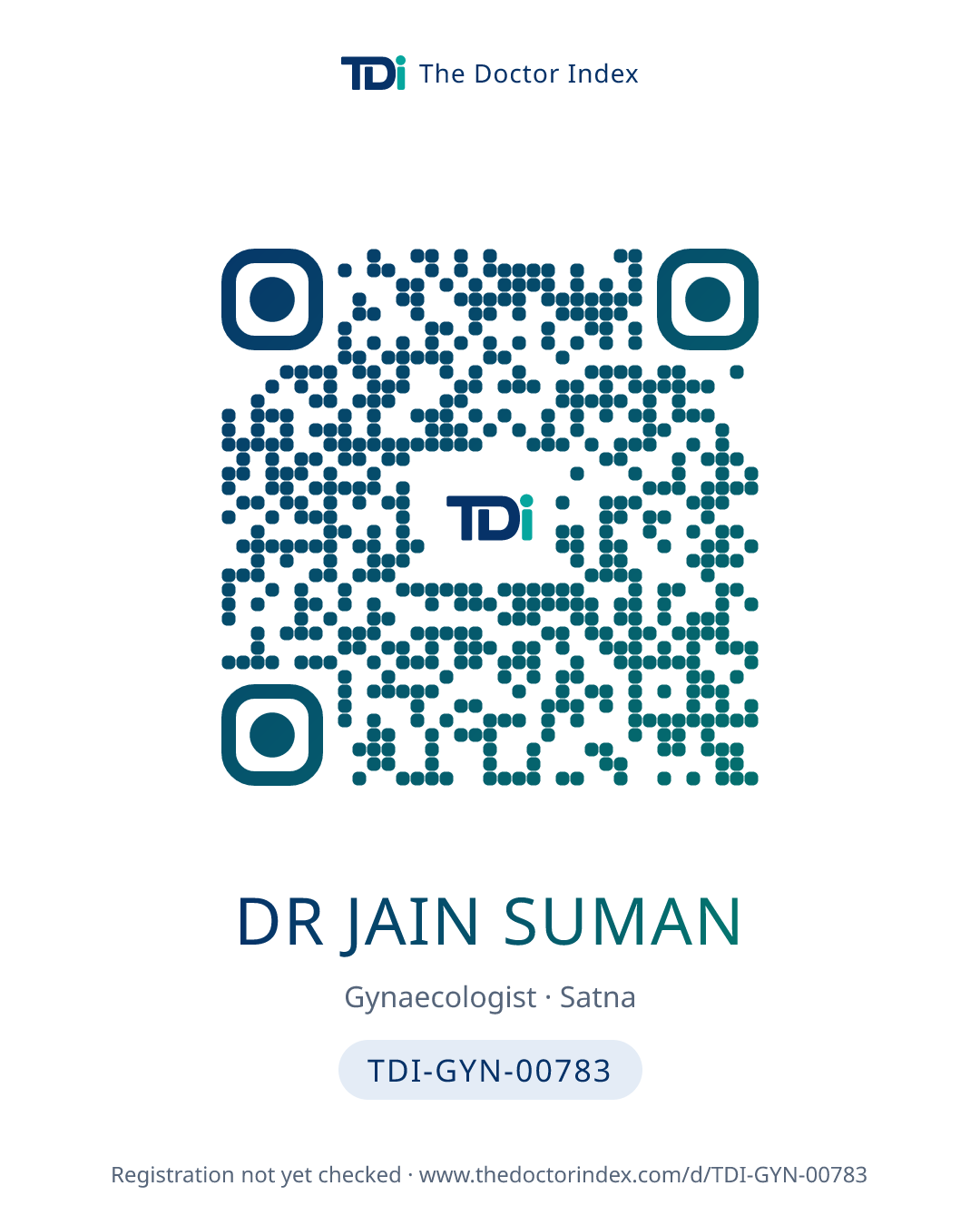 QR card for Dr Jain Suman, TDI-GYN-00783