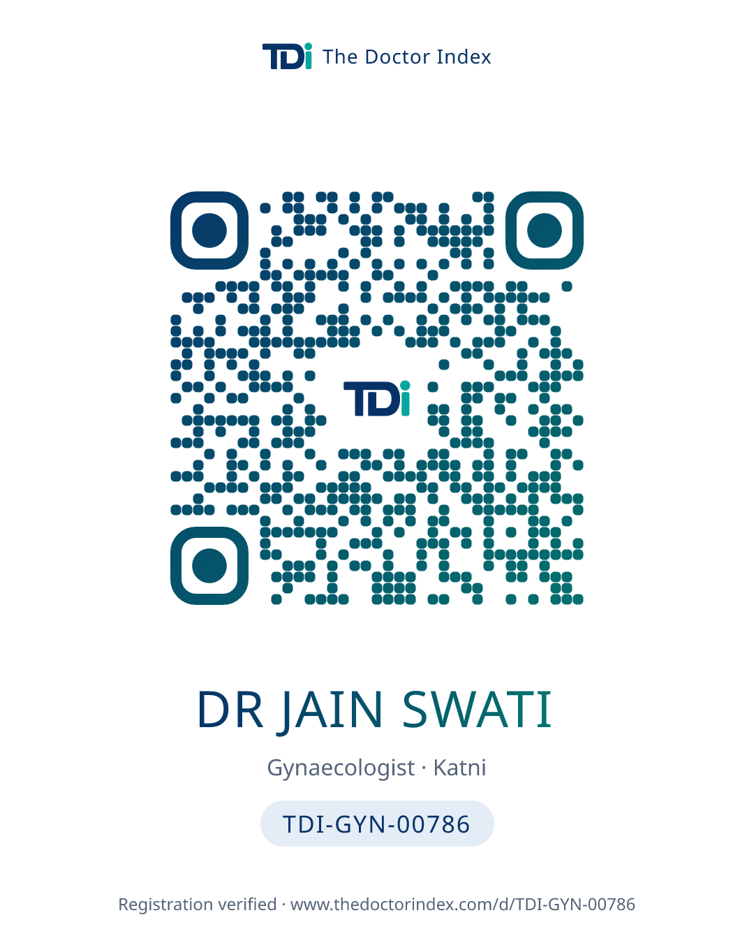 QR card for Dr Jain Swati, TDI-GYN-00786