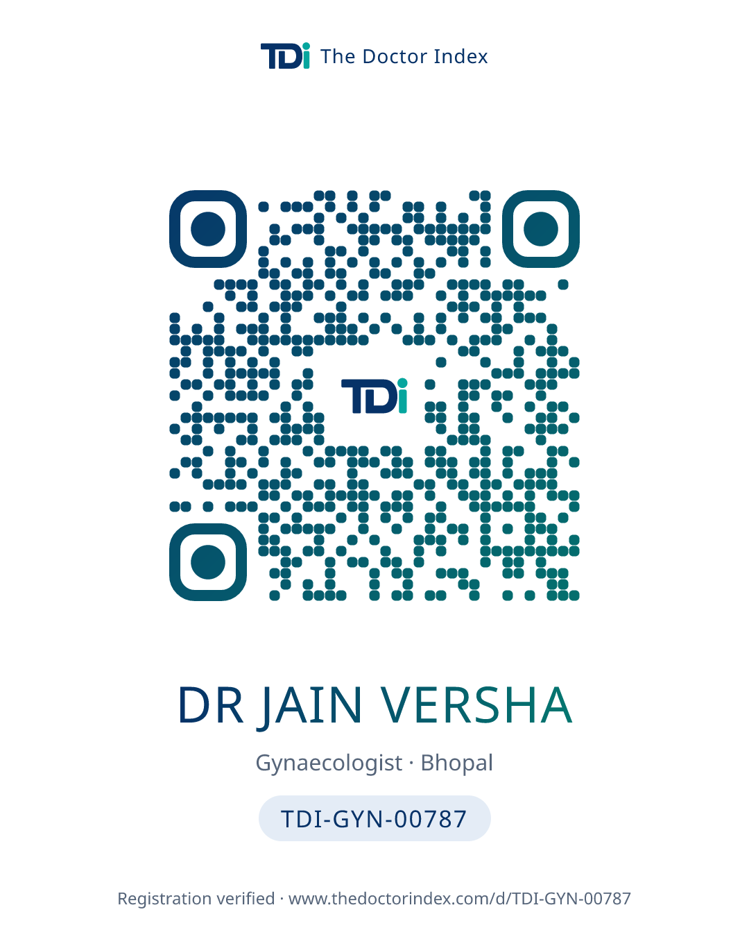 QR card for Dr Jain Versha, TDI-GYN-00787