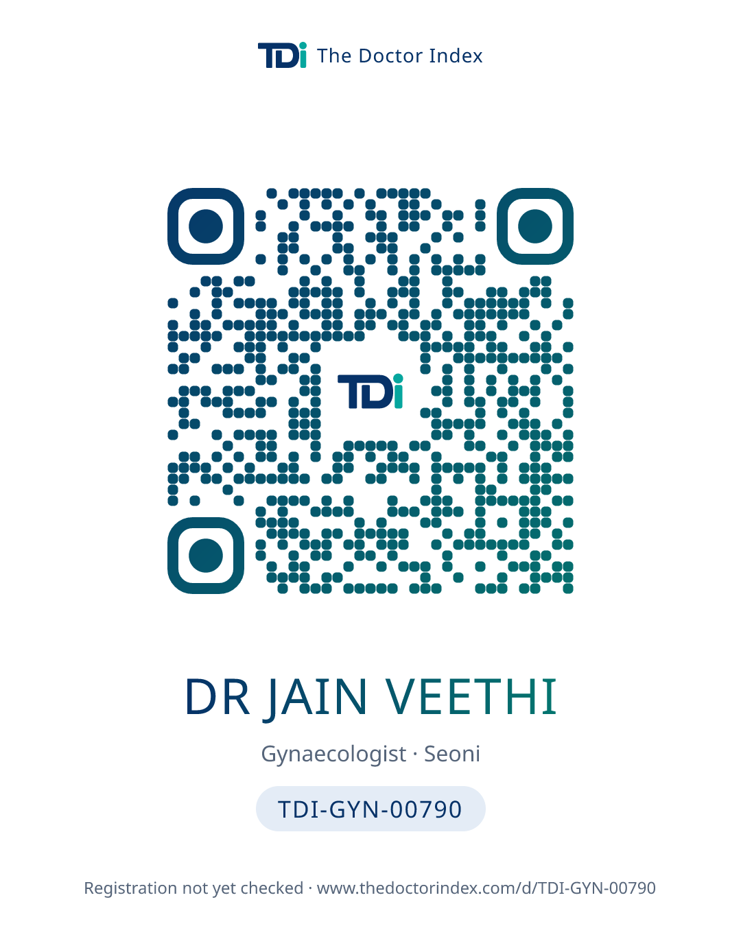 QR card for Dr Jain Veethi, TDI-GYN-00790