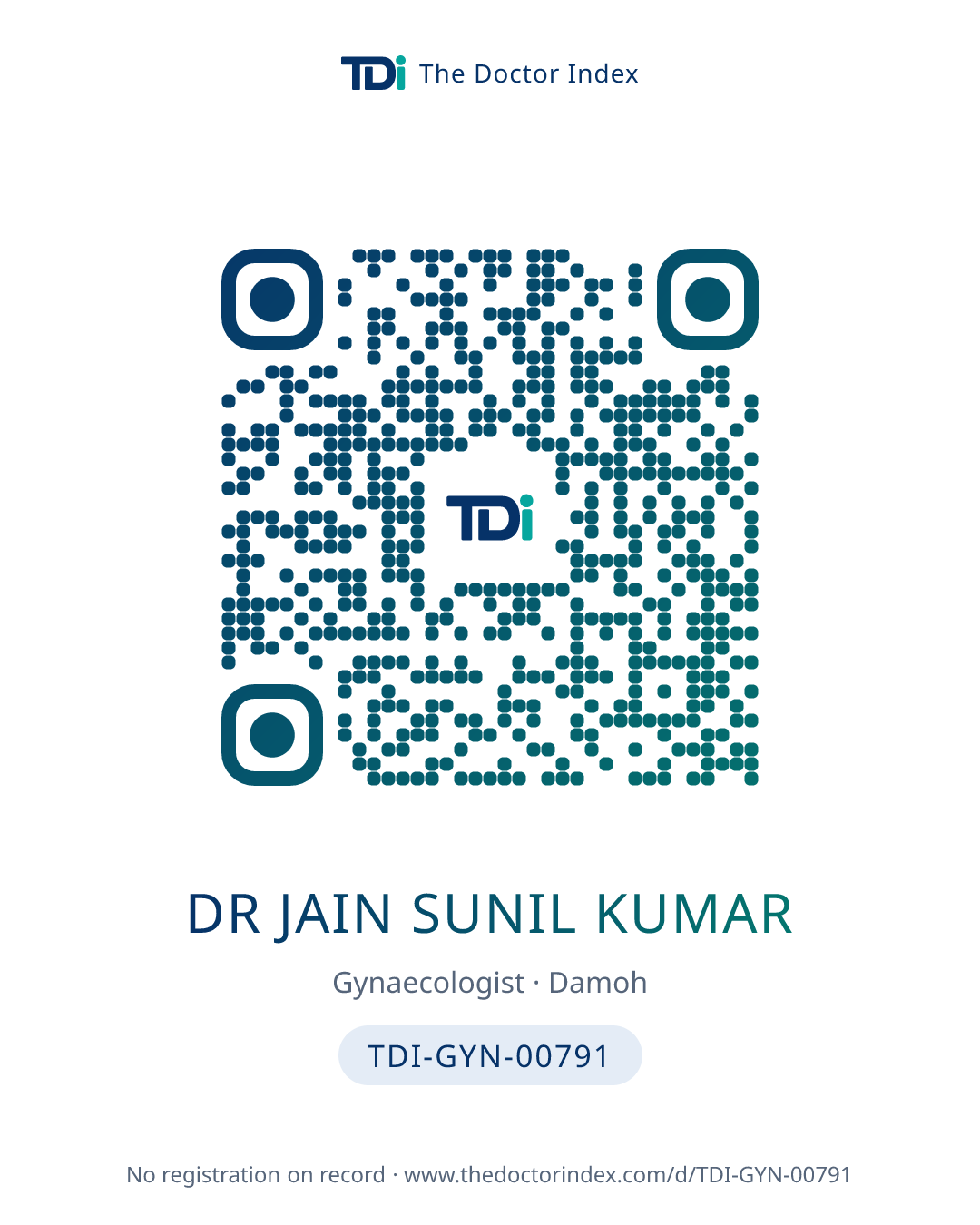 QR card for Dr Jain Sunil Kumar, TDI-GYN-00791
