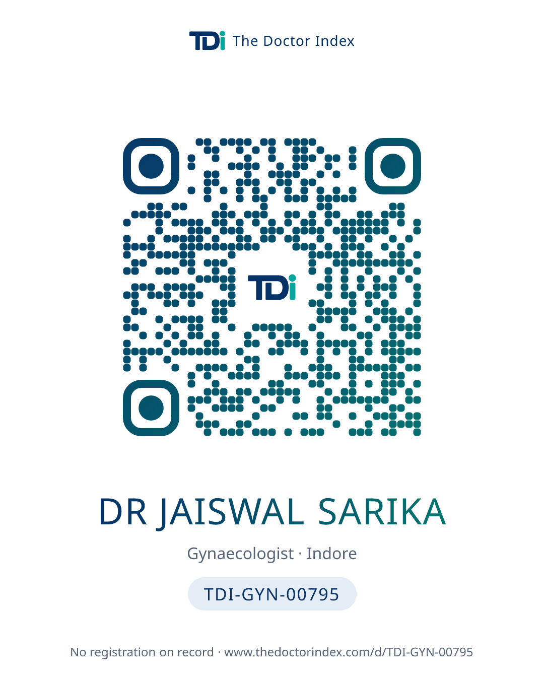 QR card for Dr Jaiswal Sarika, TDI-GYN-00795