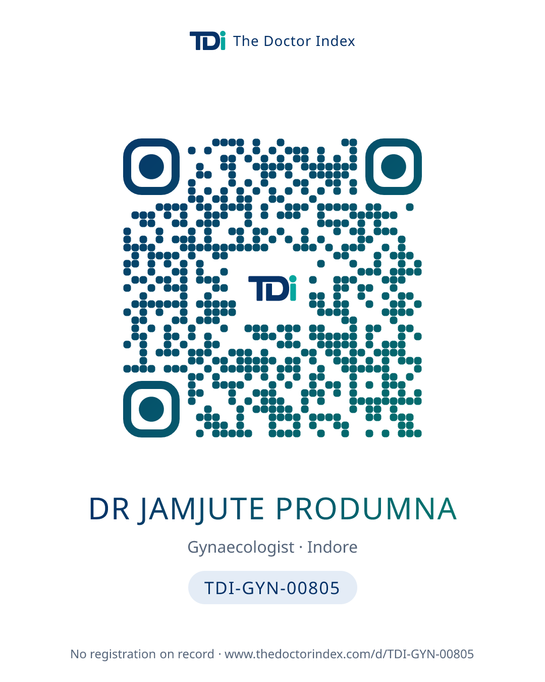 QR card for Dr Jamjute Produmna, TDI-GYN-00805