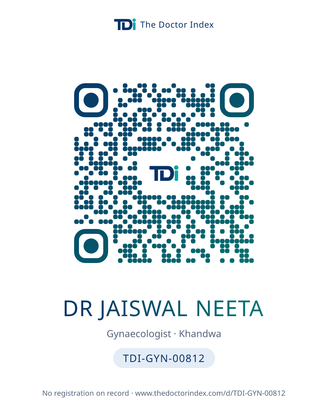 QR card for Dr Jaiswal Neeta, TDI-GYN-00812