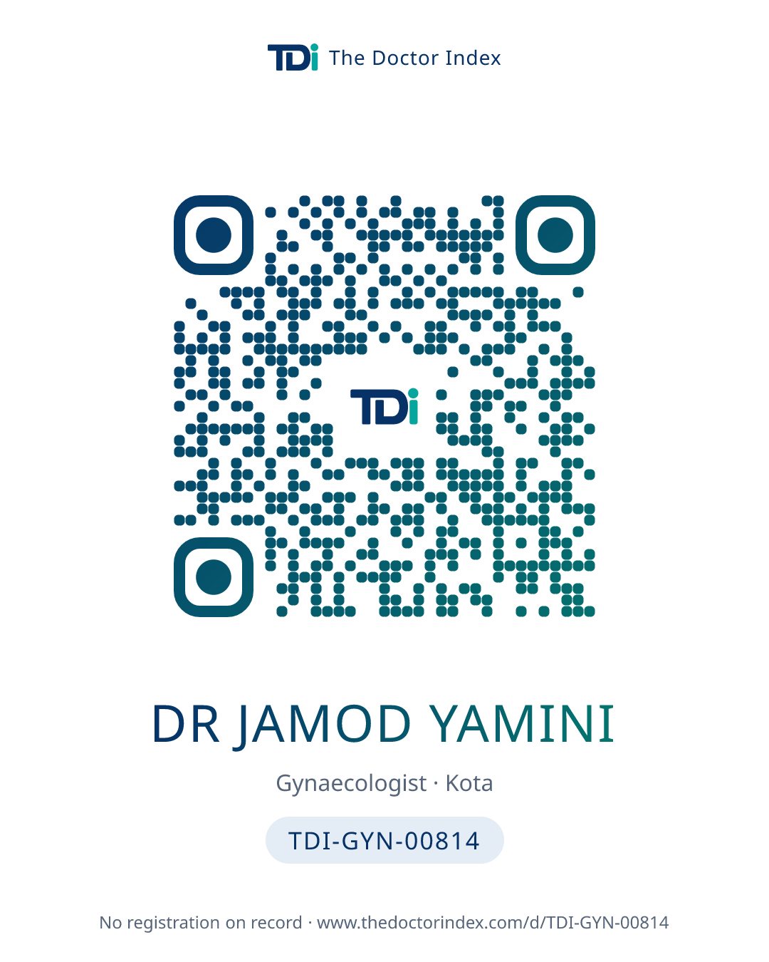 QR card for Dr Jamod Yamini, TDI-GYN-00814