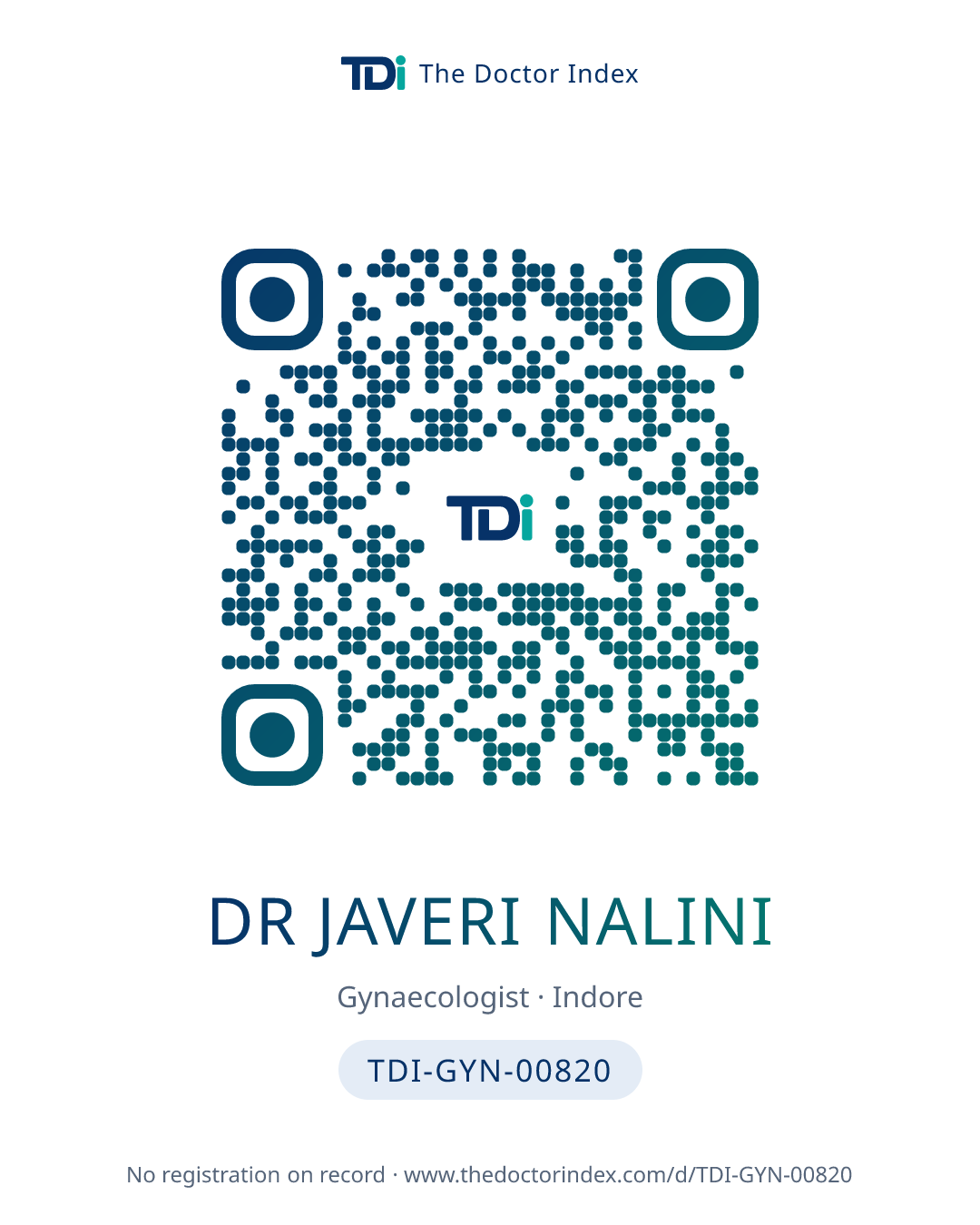 QR card for Dr Javeri Nalini, TDI-GYN-00820