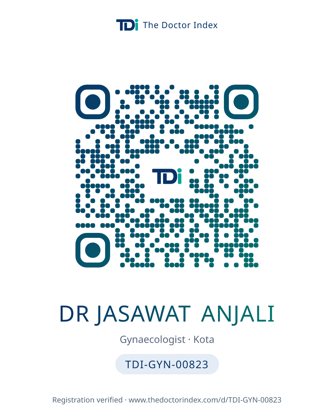 QR card for Dr Jasawat Anjali, TDI-GYN-00823