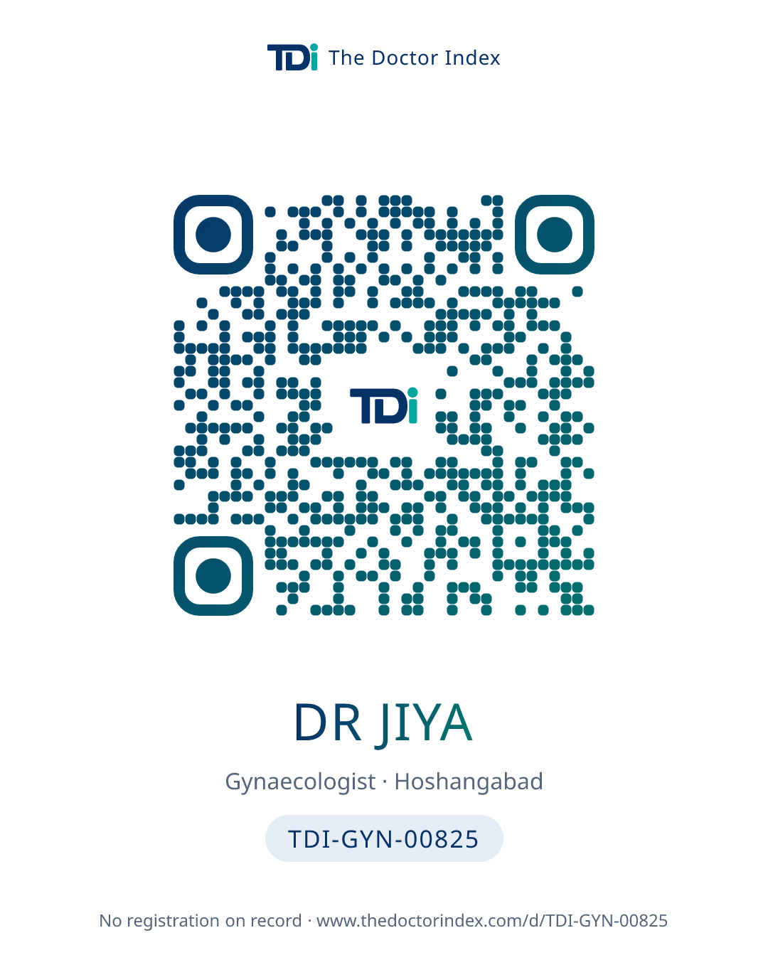 QR card for Dr Jiya, TDI-GYN-00825