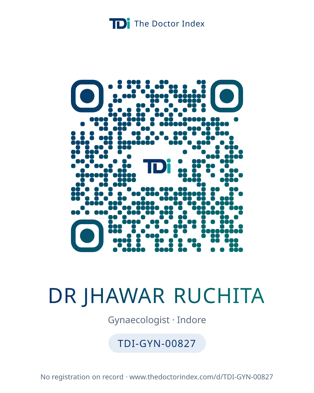 QR card for Dr Jhawar Ruchita, TDI-GYN-00827